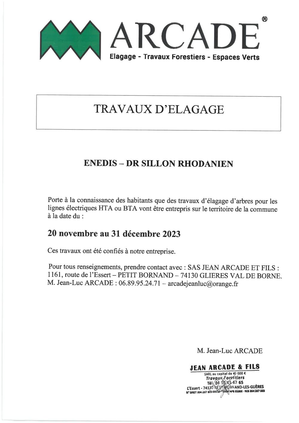 Travaux d'élagage