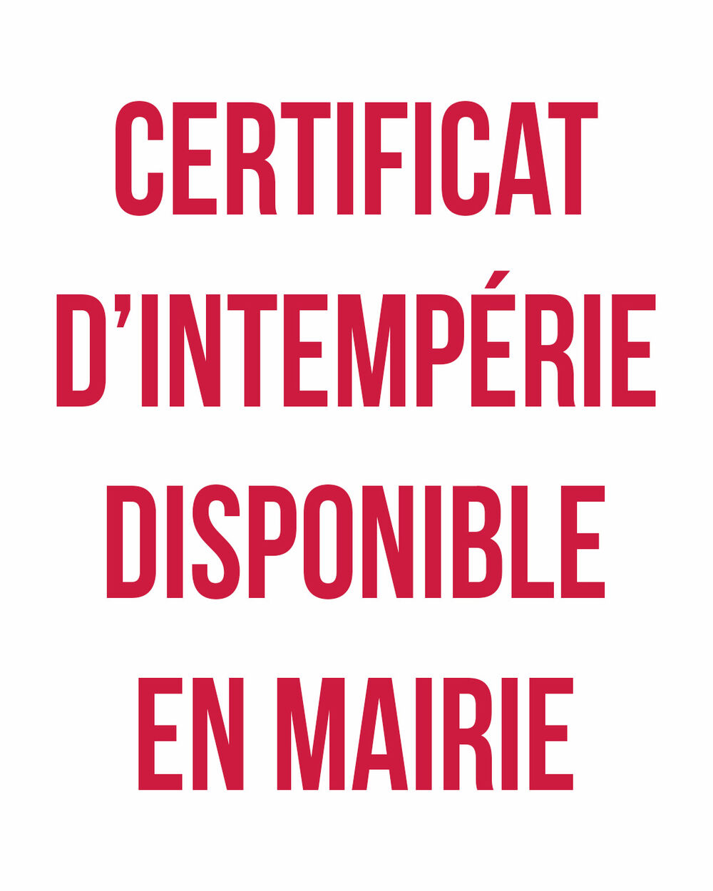 Certificat d'intempérie Certificat d'intempérie