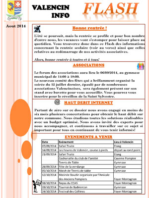 Flash info - Août 2014