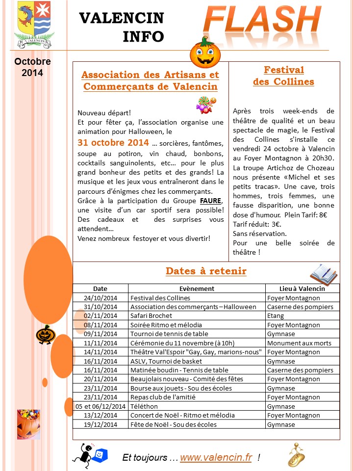 Flash infos - Octobre 2014