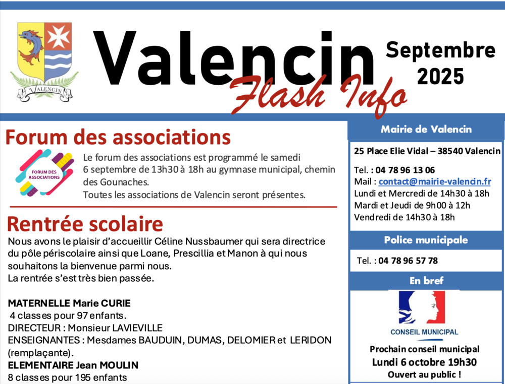 Flash info septembre 2025 Flash info septembre 2025