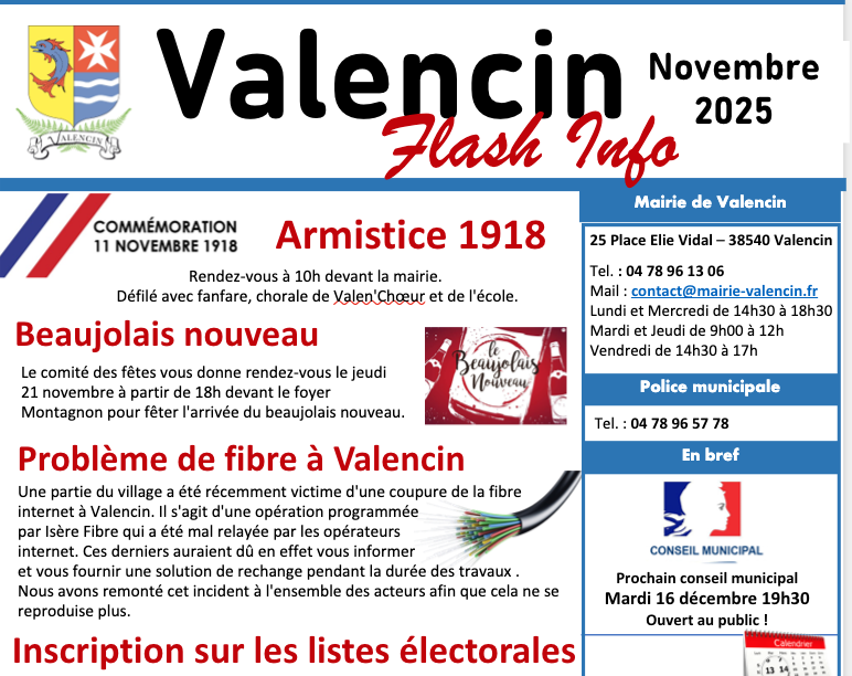 Flash info de novembre